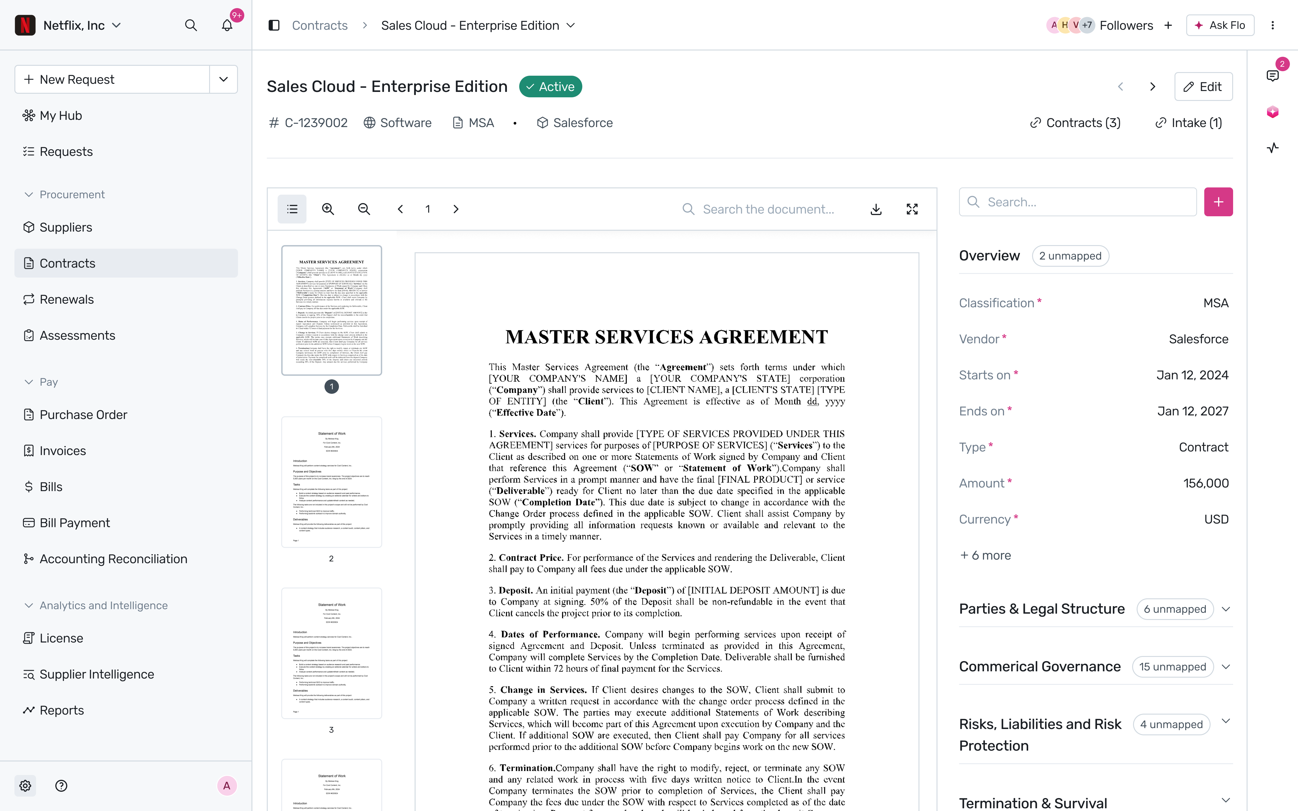 Contract repository view
